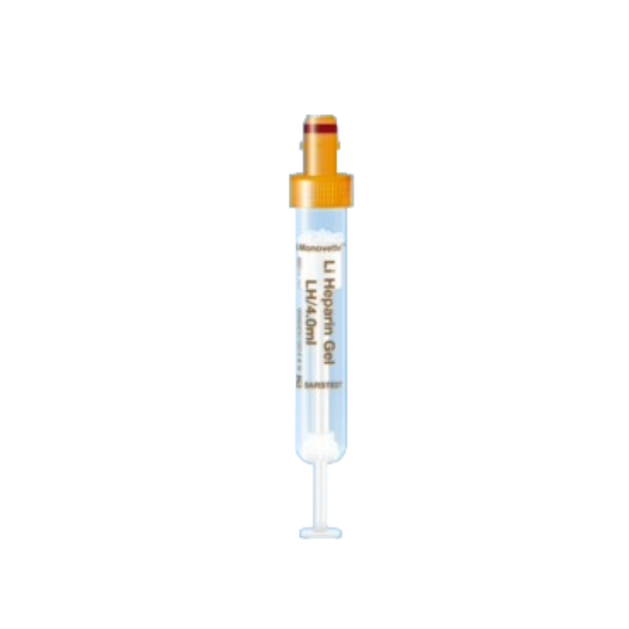 S-Monovette Lithium Heparin Gel LH, 4 ml, Verschluss orange,(Lx&#216;): 75 x 13 mm, mit Kunststoffetikett