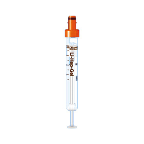 S-Monovette Lithium-Heparin, mit Trenngel, 4,9 ml, orange, (Lx&#216;): 90x13mm, mit Papieretikett. 50 Stk