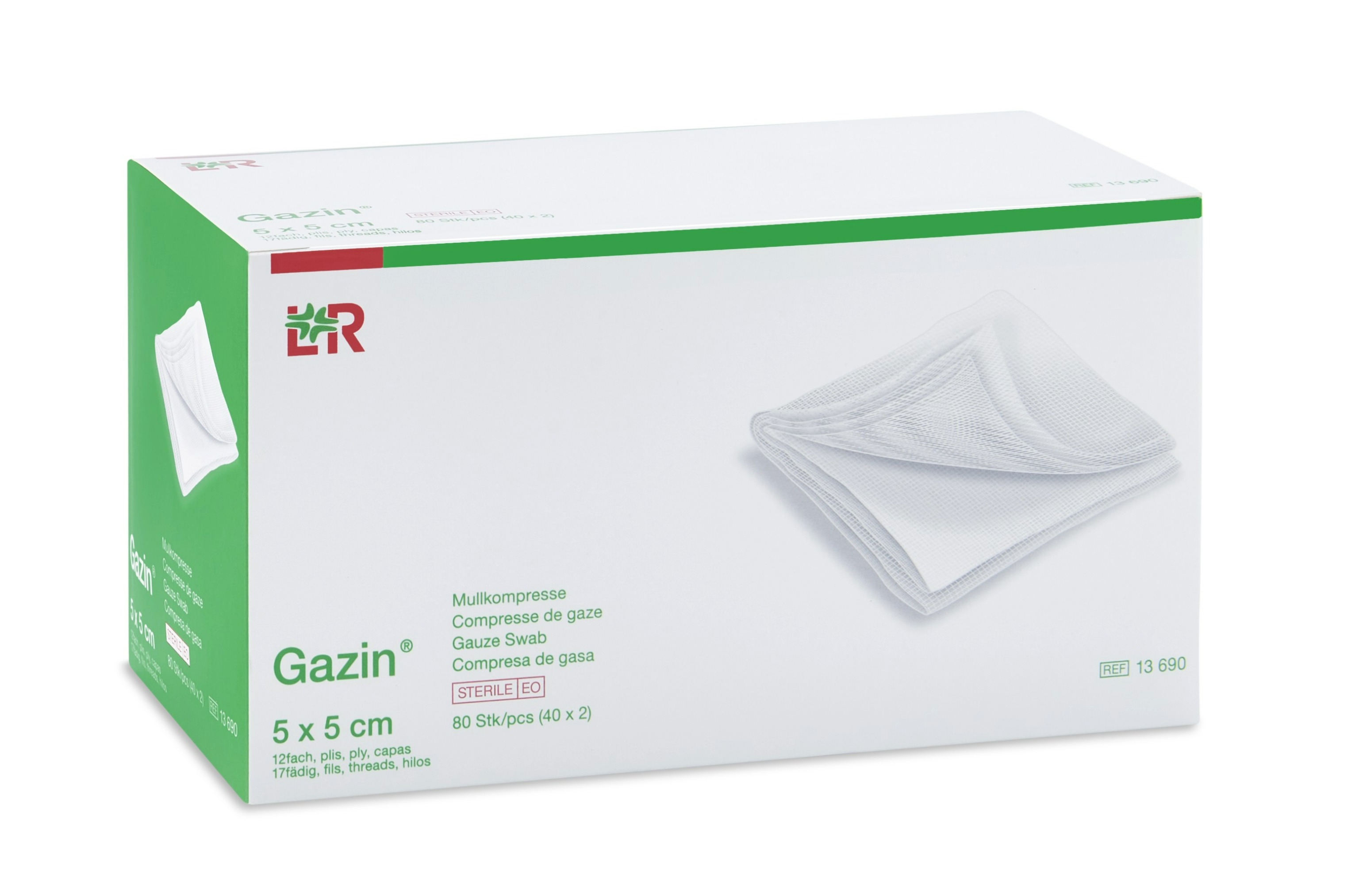 Gazin Mullkompressen steril, 12f, 17 fdg, 5x5cm
