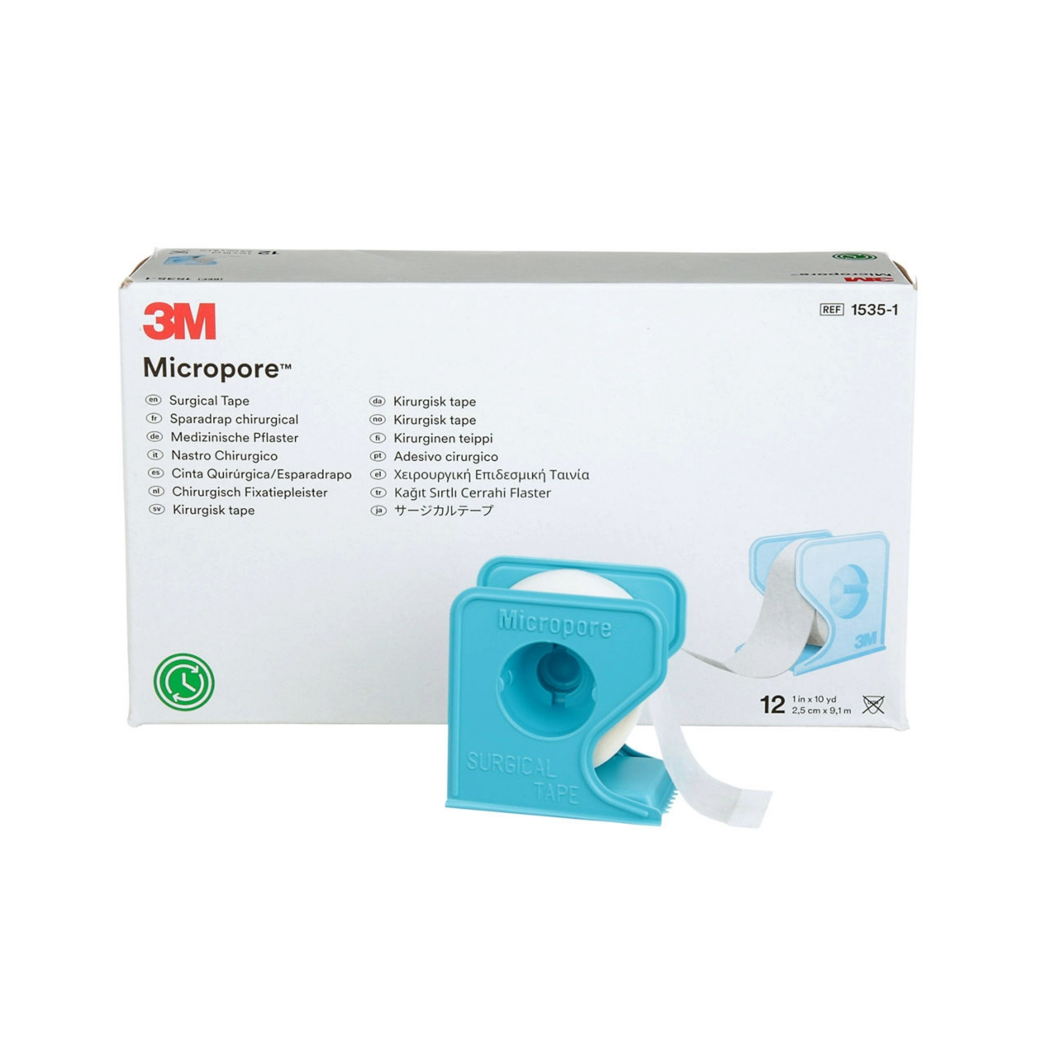 3M Micropore Vliespflaster, weiss, mit Abroller, 2.5cm x 9.1m