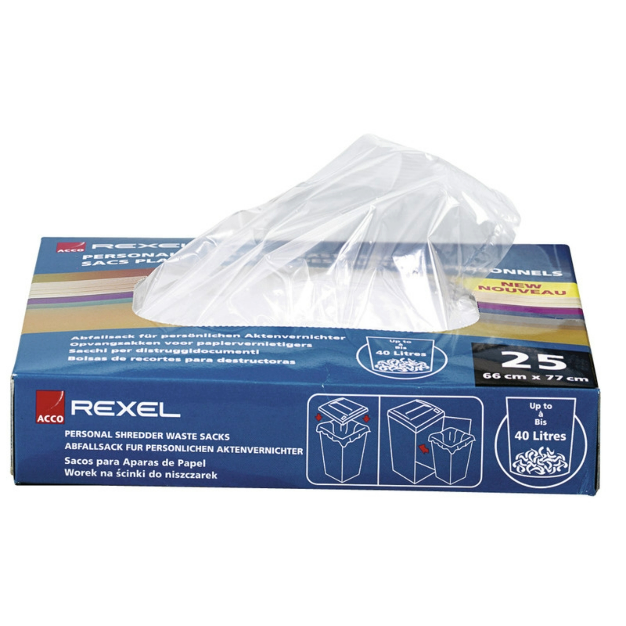 Sacchetti per rifiuti REXEL&#174; PP per distruggidocumenti 40 litri - 100 pz.