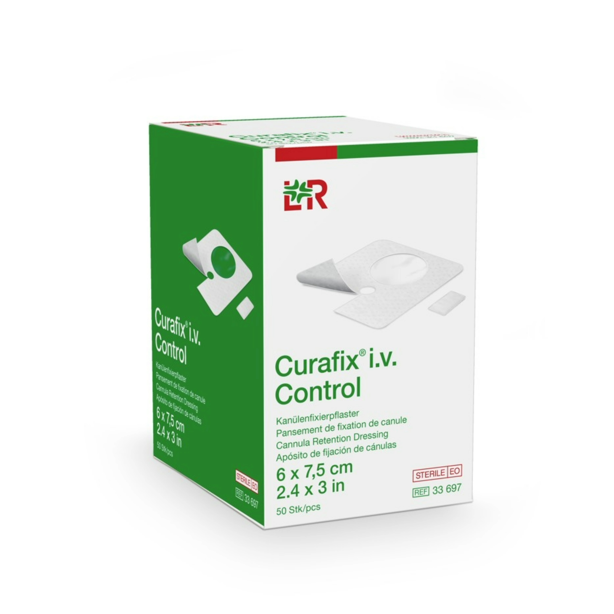 Curafix i.v. Control Kan&#252;lenfixierung , steril, 6 x7.5 cm