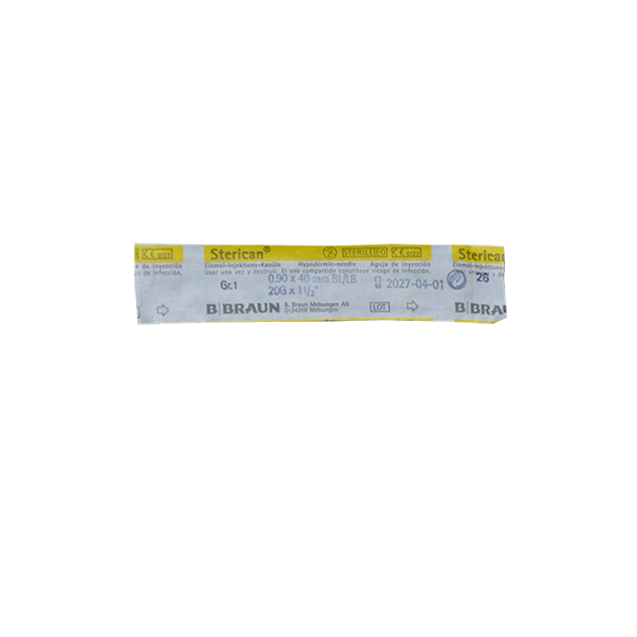 Sterican Einmalkanüle mit Luer Lock, 20G 0.9x40 mm, gelb / 100 Stk.