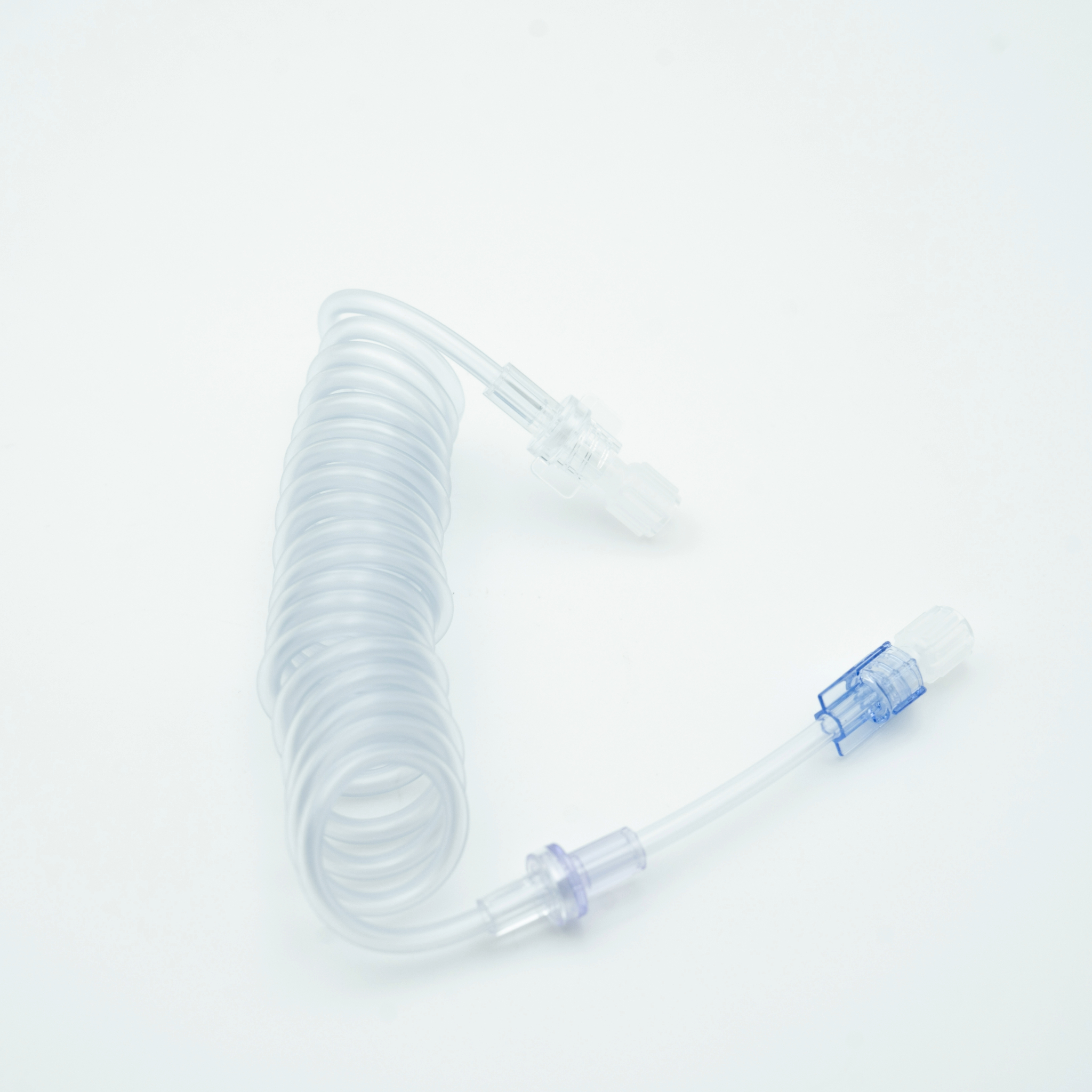 Patientenschlauch spiralform 150cm mit 2 R&#252;ckschlagventilen f&#252;r 12h-System / 24bar/350psi