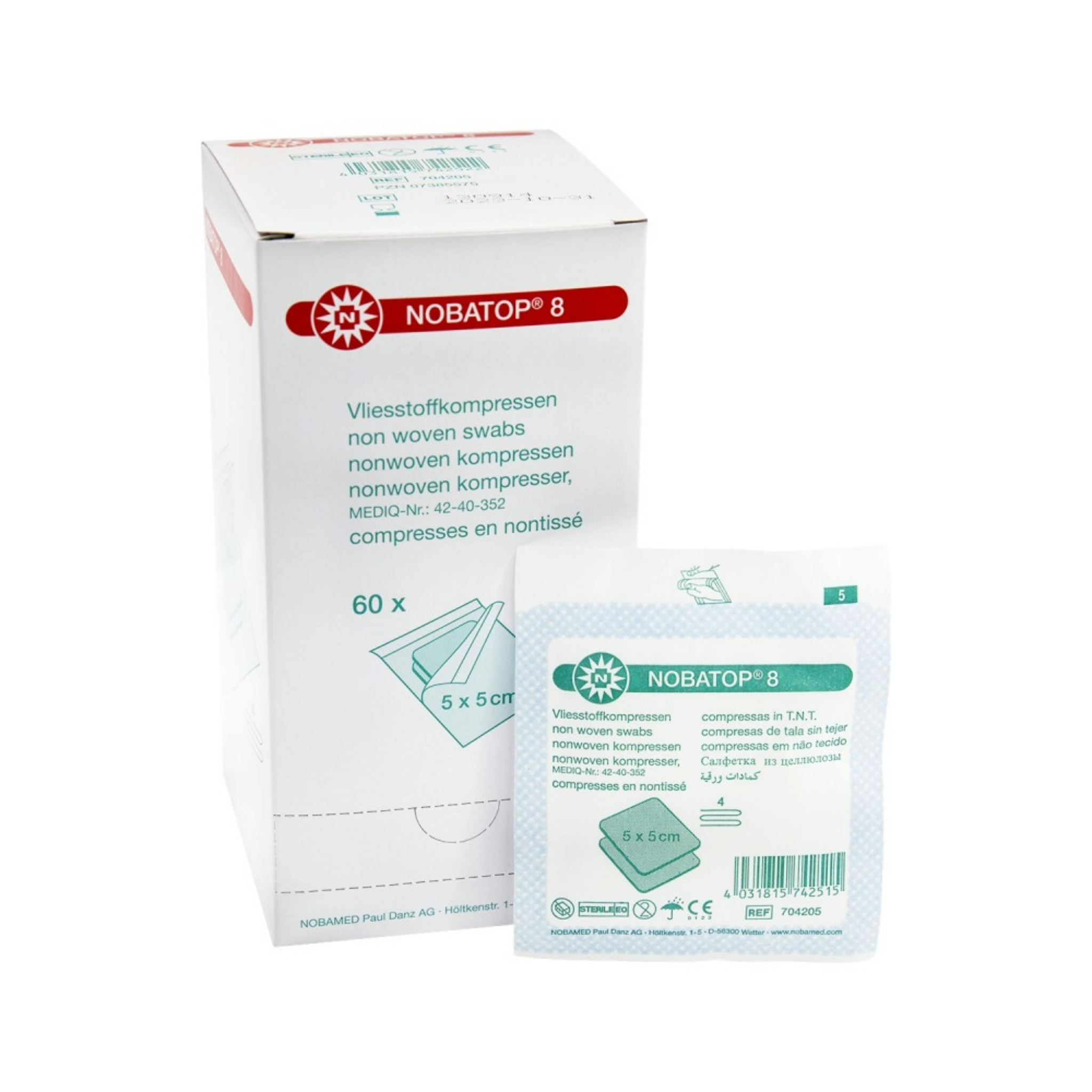 NOBATOP-sterile 8 compresse in tessuto non tessuto a 4 pieghe, 5x5cm P2