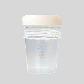 Schraubbecher mit Deckel, 100 ml, graduiert: 57 x 76 mm, transparent / 50 Stk.