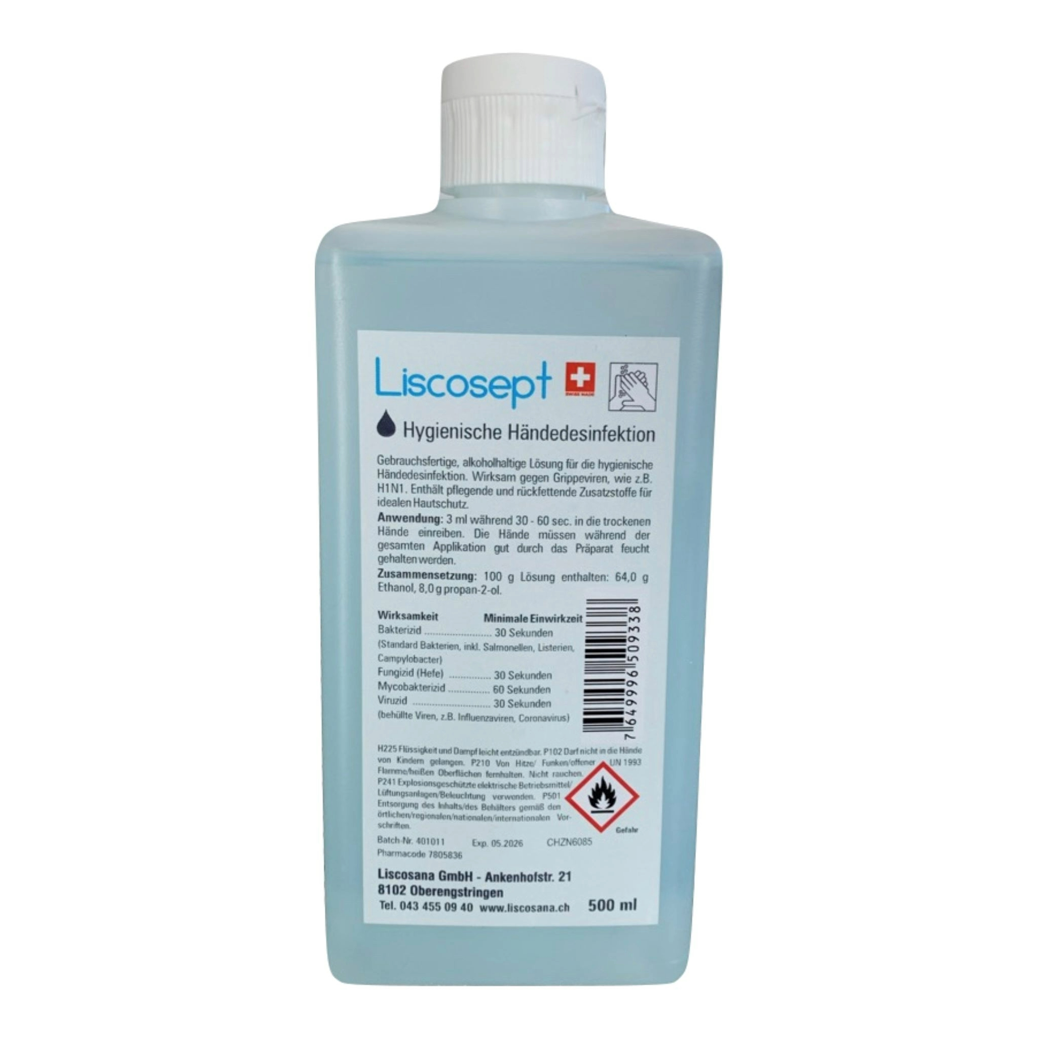 Liscosept hand disinfectant 500ml VS bottle