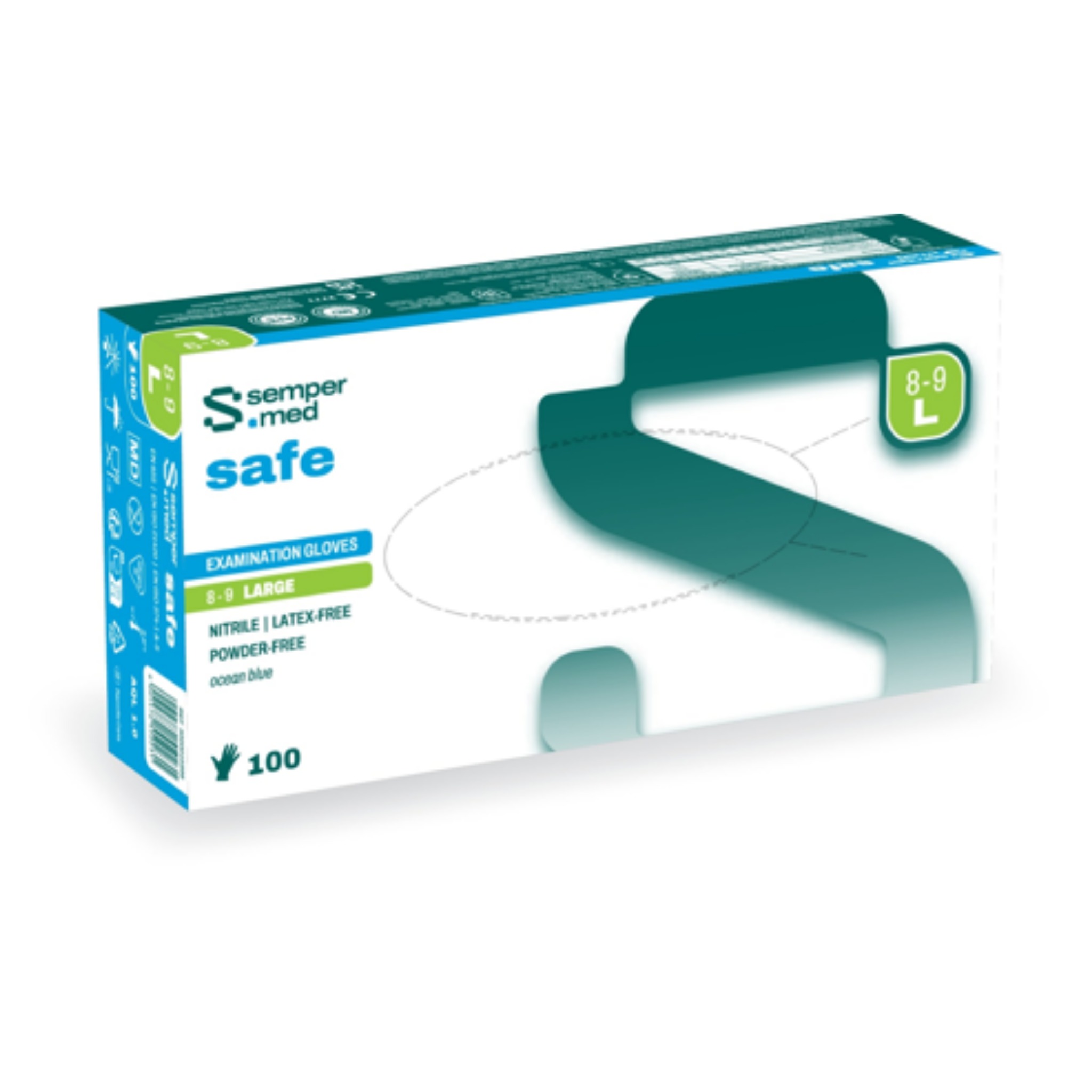 Guanti sempermed safe L, nitrile, blu, 100 pz.