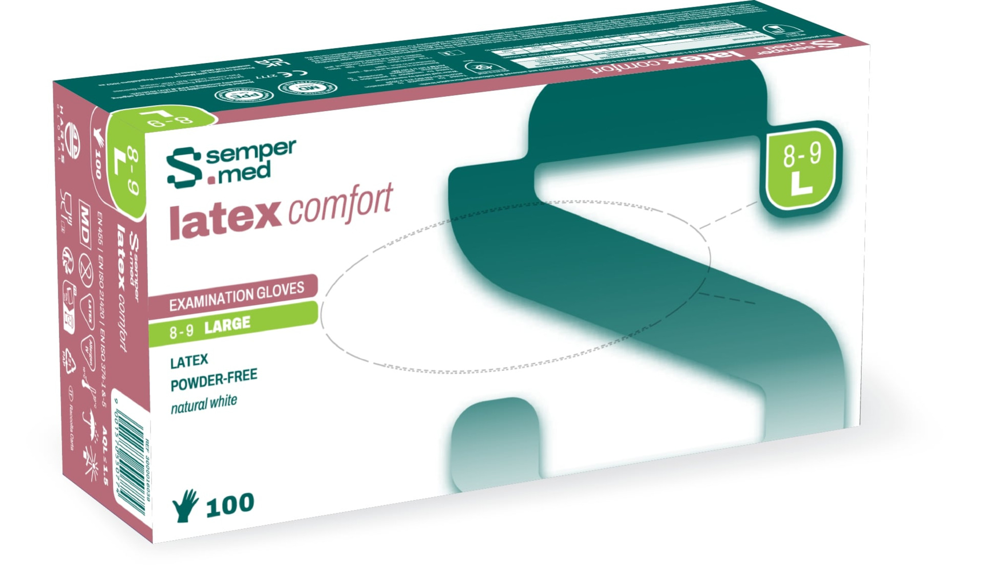 Sempermed latex comfort gloves, size L