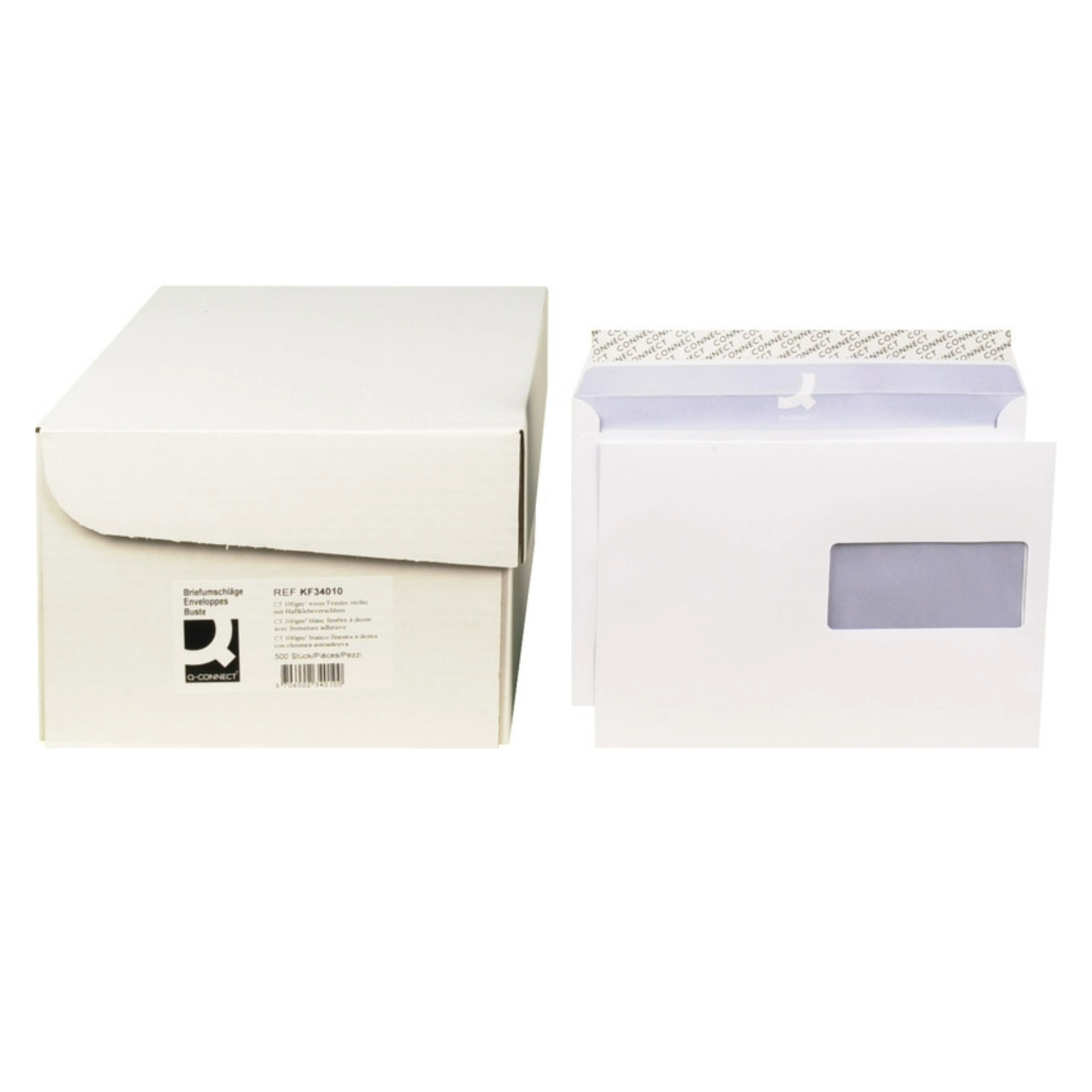Q-CONNECT® Briefumschläge mit Fenster, C5, Haftklebeverschluss  229x162mm