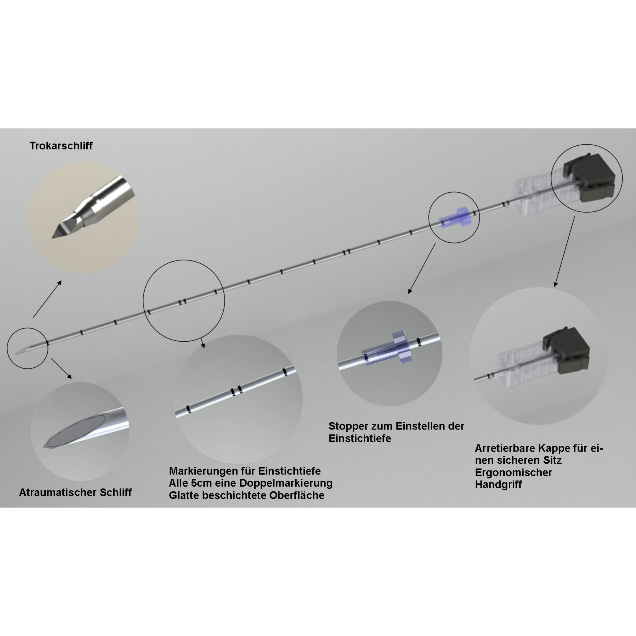 Interventional cannula 22G x 150mm, MRI-compatible