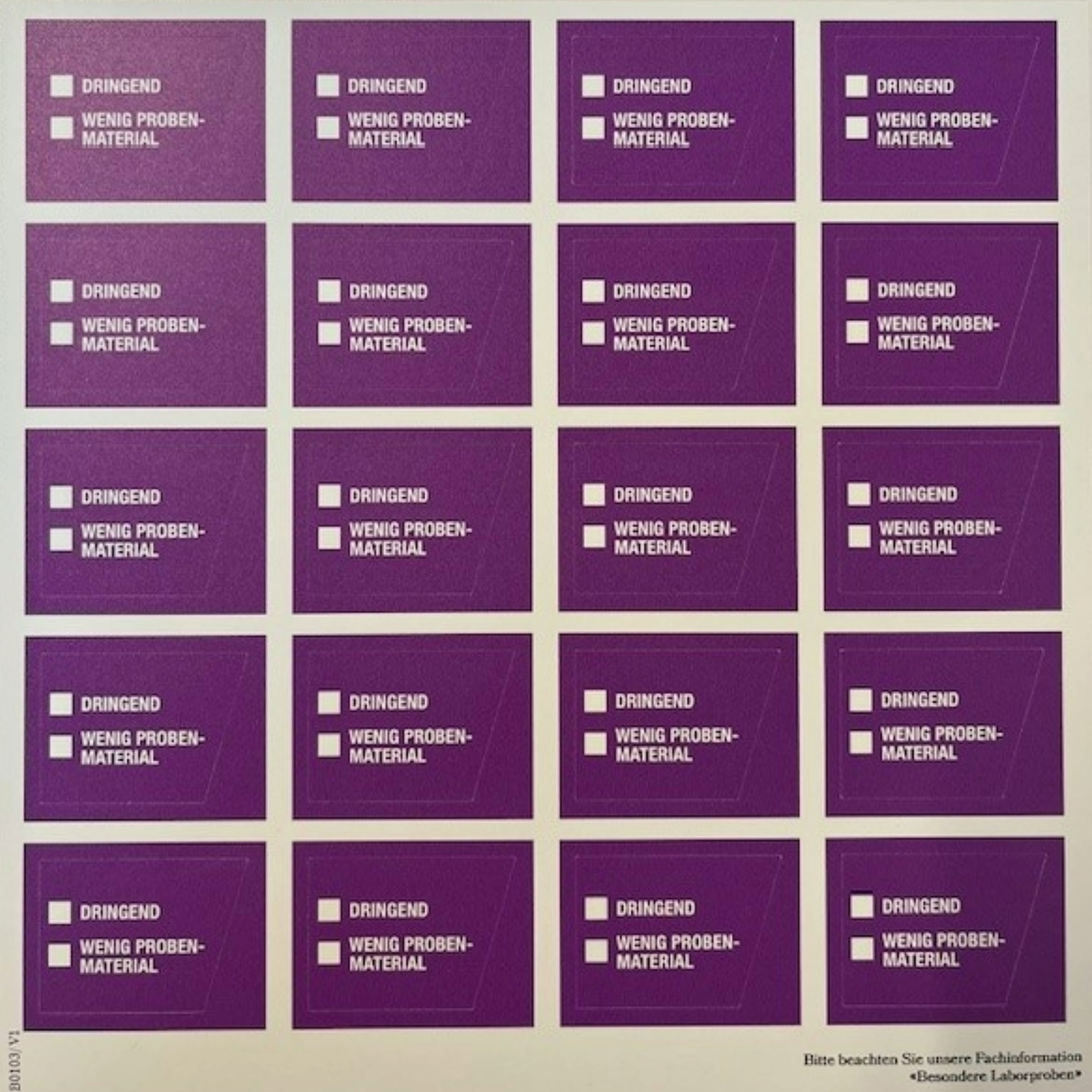 bitte beachten Sie die unten angefügte PDF-Broschüre zum Downloaden: Flyer «Besondere Laborproben» Hinweis und Anleitung.