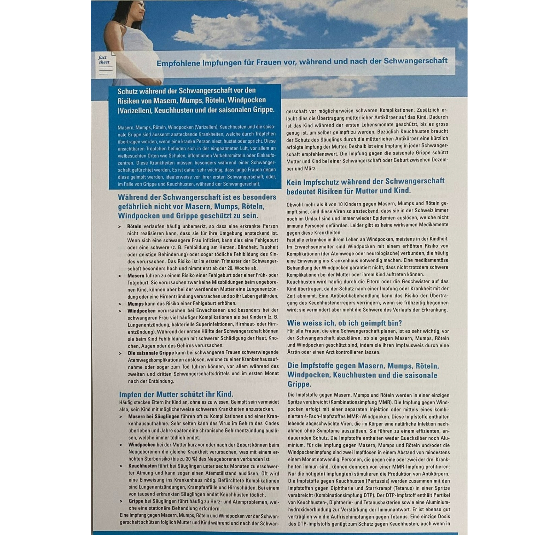 Brosch&#252;re: Impfungen w&#228;hrend der Schwangerschaft / 1 Block