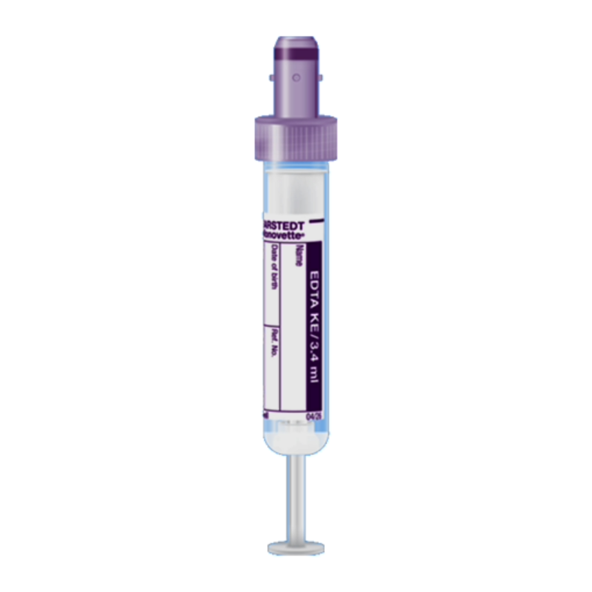 S-Monovette&amp;#174; K3 EDTA,violett 3,4 ml, Verschluss violett, (Lx&amp;#216;): 65x13mm, mit Papieretikett / 50 Stk.
