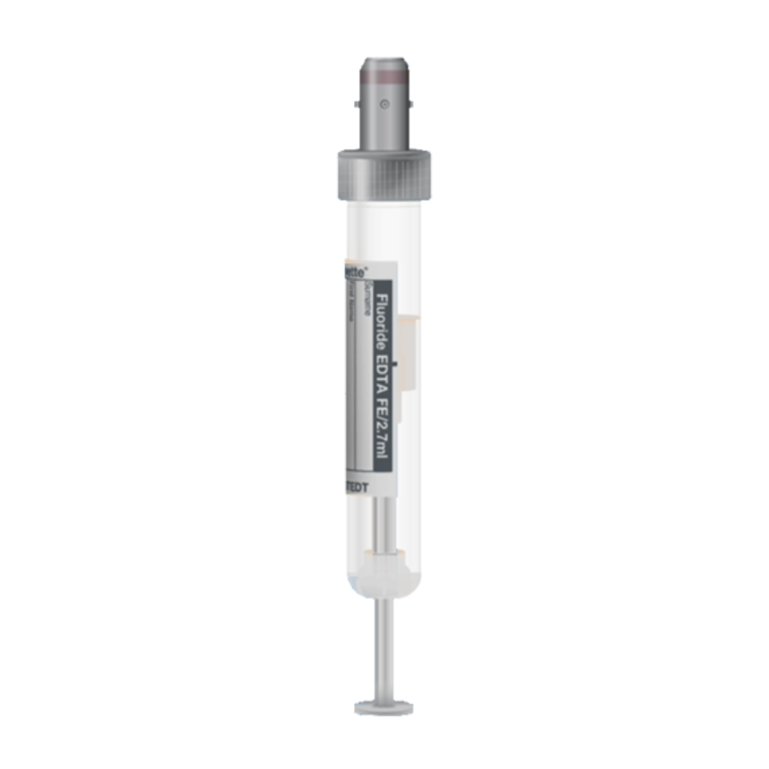 S-Monovette&amp;#174; Fluorid/EDTA, 2,7 ml, Verschluss grau, (Lx&amp;#216;): 75x13mm, mit Papieretikett / 10 Stk.