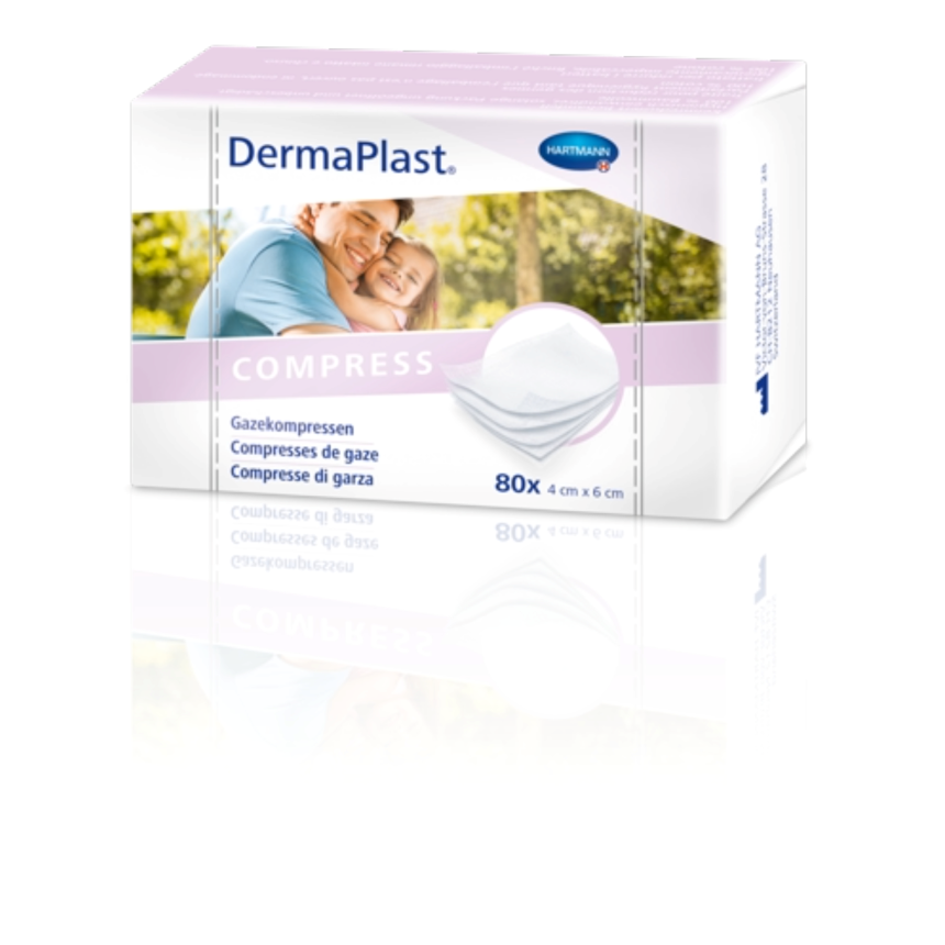 Dermaplast, Gazekompressen, Wundreinigung, 4x6cm, 80 Stk