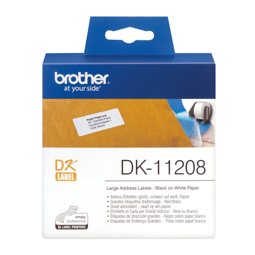 Etichette Brother DK-11208, 38 mm x 90 mm.