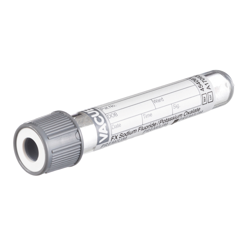 VACUETTE&amp;#174; R&amp;#214;HRCHEN 2 ml FX Natrium Fluorid / Kalium Oxalat, 13x75 graue Kappe-wei&amp;#223;er Ring