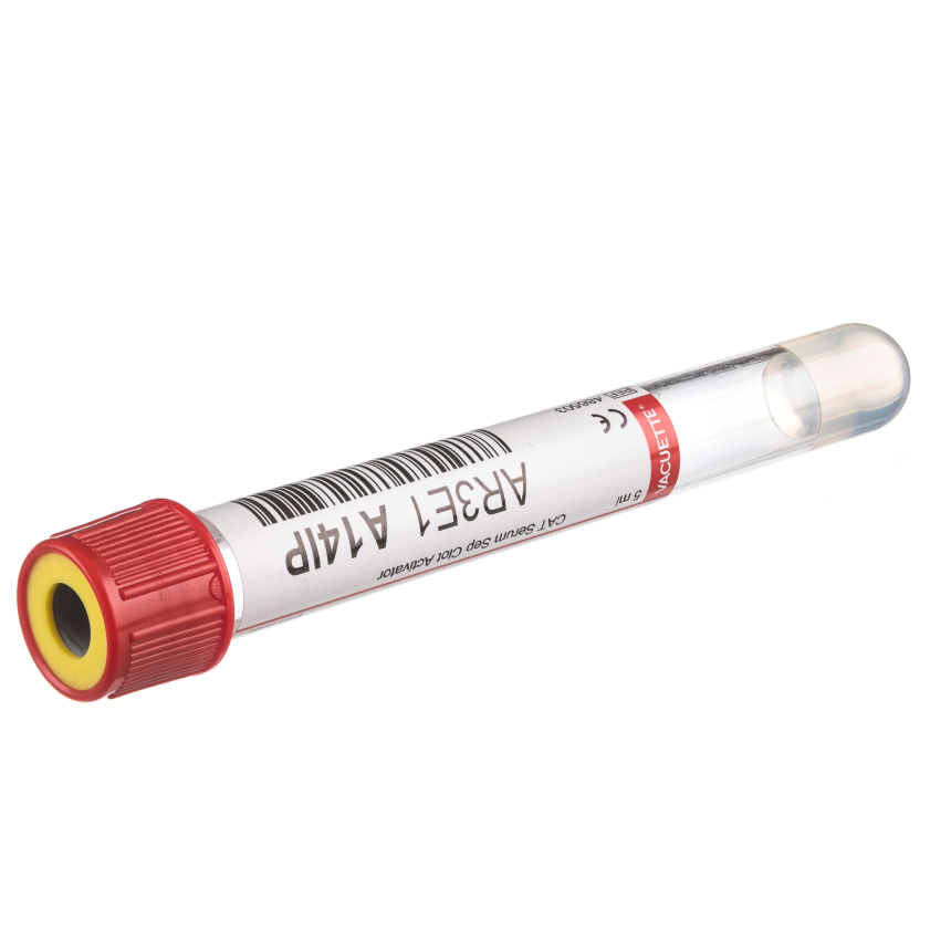 VACUETTE&amp;#174; R&amp;#214;HRCHEN 5 ml CAT Serum mit Trenng. Separ., 13x100 Kappe rot Ring gelb, mit Barcode 50 Stk