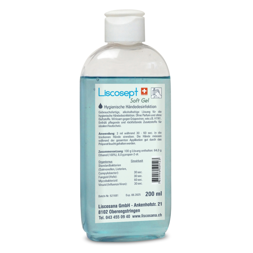 Liscosept Soft Gel, 200ml, flip top cap