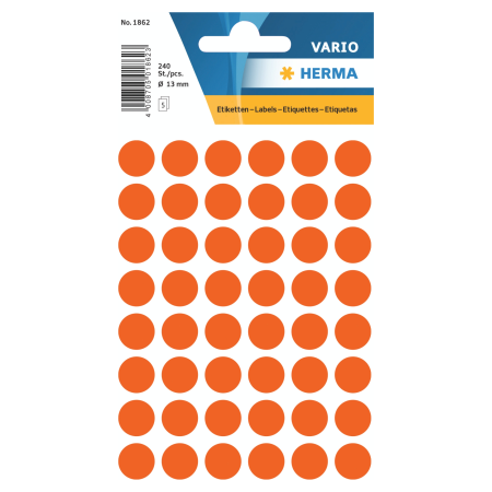 Round Red Adhesive Labels, 13 mm , No. 1862 - 240 pcs.