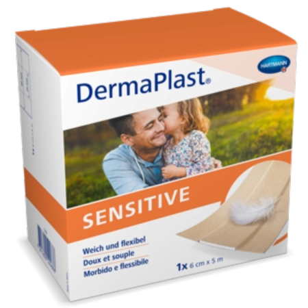 Dermaplast Sensitive Wundschnellverband, hautfarben, 6cmx5m, zuschneidbar, 1 Stk