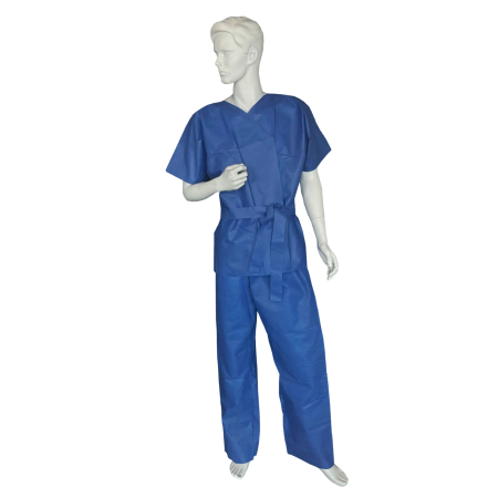 Einwegbekleidung 2tlg. navyblau Gr.L/XL Oberteil v. offen, zum Binden inkl. Kopfh&#246;rerschutz 50 Stk.