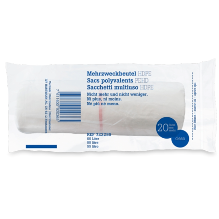 Mehrzweckbeutel HDPE weiss m. Schnur 33lt 20 R.à 30 Btl.