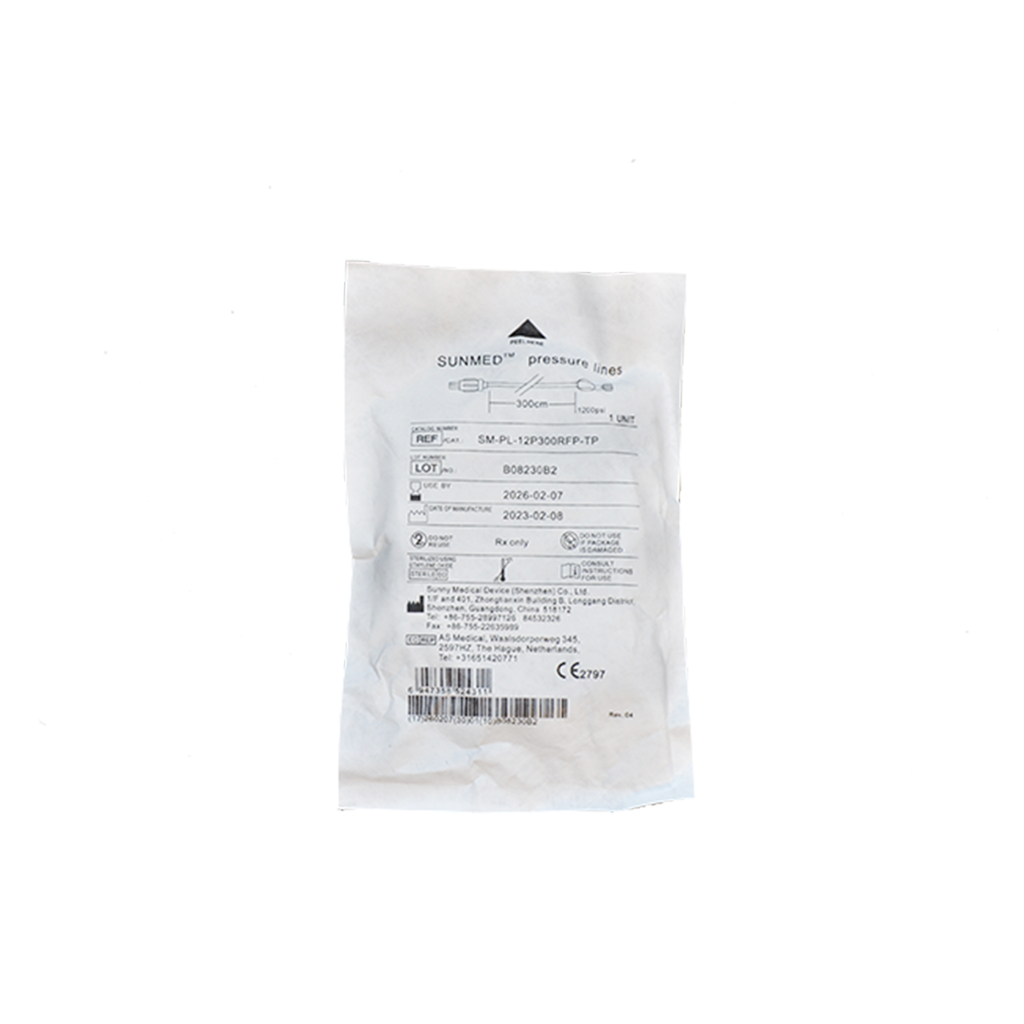 Patientenschlauch Hochdruck 300cm, 1200 psi, RA, luer lock