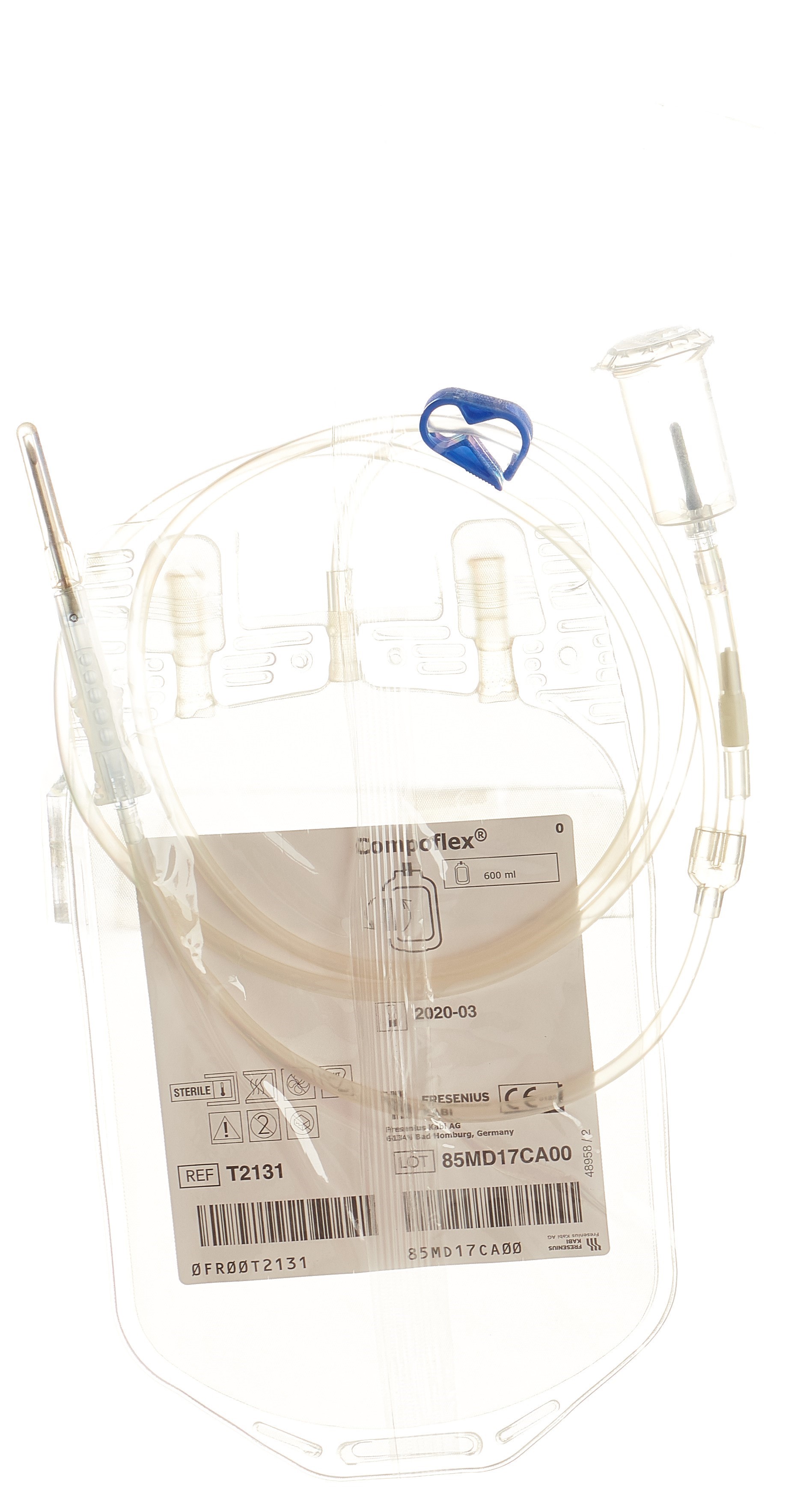 Set per salasso, Fresenius Compoflex, con cannula 16G, 1,7mm, sacca 600ml, adat. per unit&#224; suppl.1pz
