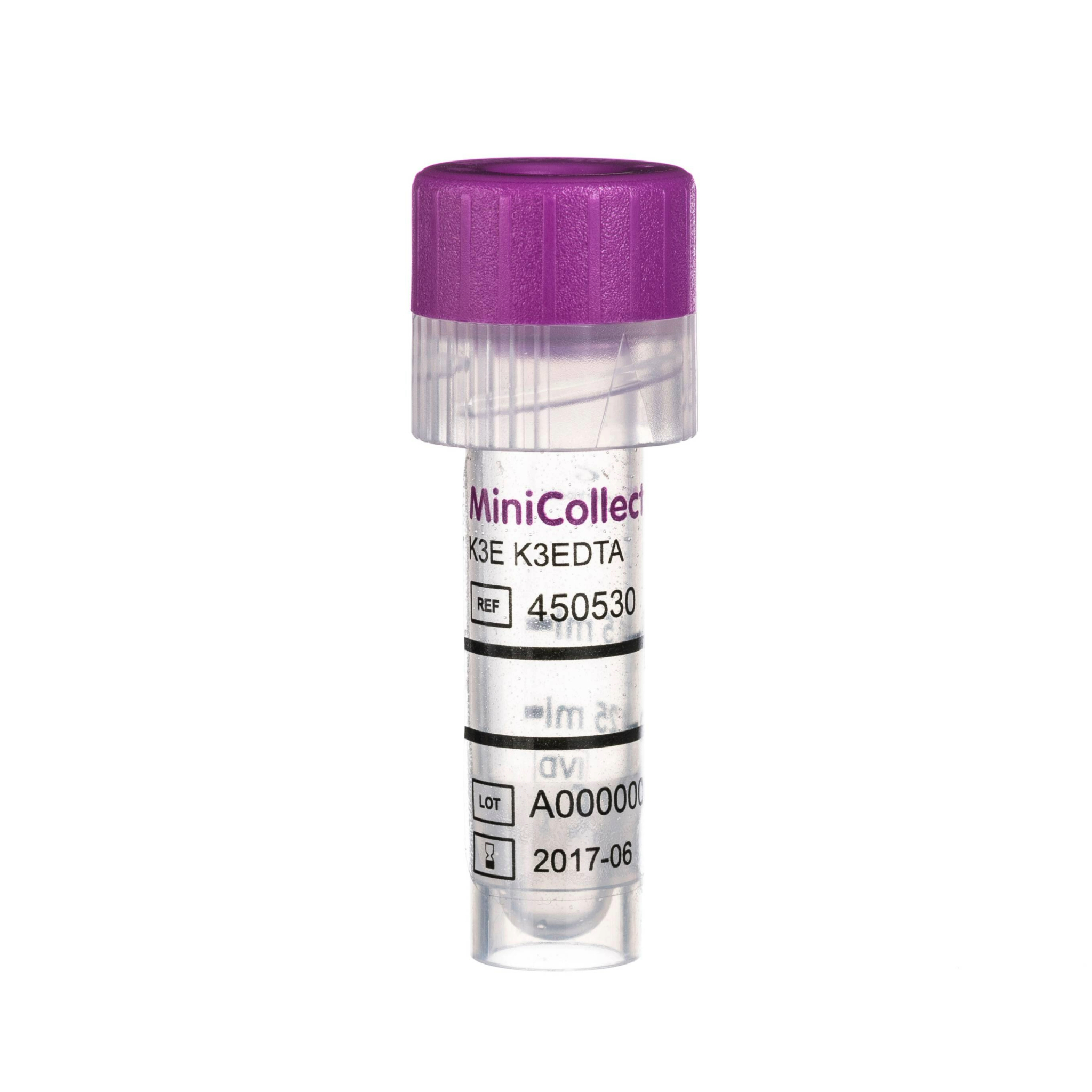 MiniCollect&#174; TUBE 0,25/0,5 ml K3E K3EDTA, tappo viola / 50 pz.