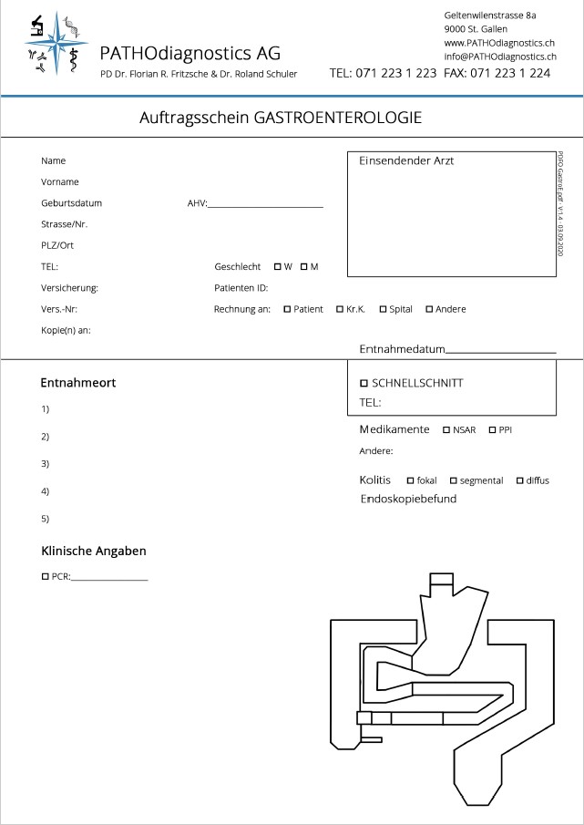 Auftragsformular Gastro, unpersonalisiert