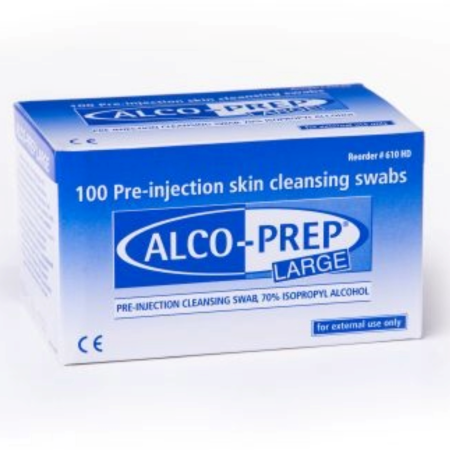 Alco-Prep Pre-Injektions Reinigungstupfer, Gr&#246;sse L, 34x68mm, 100 Stk.