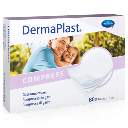 Dermaplast, Gazekompressen, Wundreinigung, 10x10cm, 80 Stk