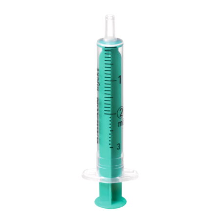 Siringa iniezione verde 2ml 2pz Luer centrata 100pz.